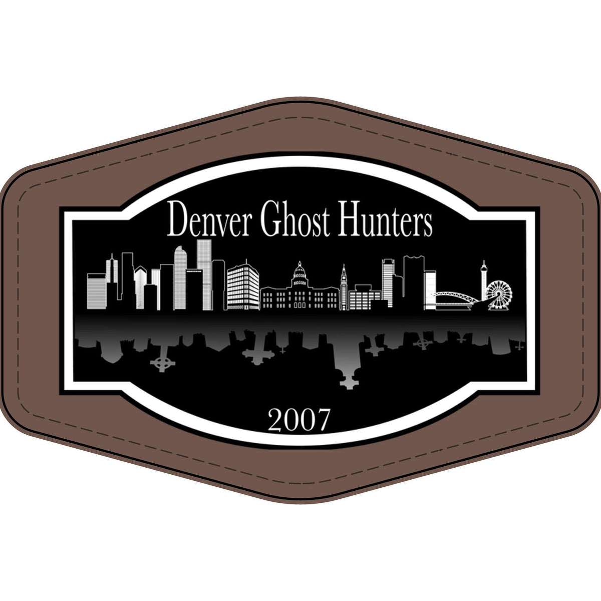 Denver Ghost Hunters Faux Leather Patch | Engraved City Skyline Patch