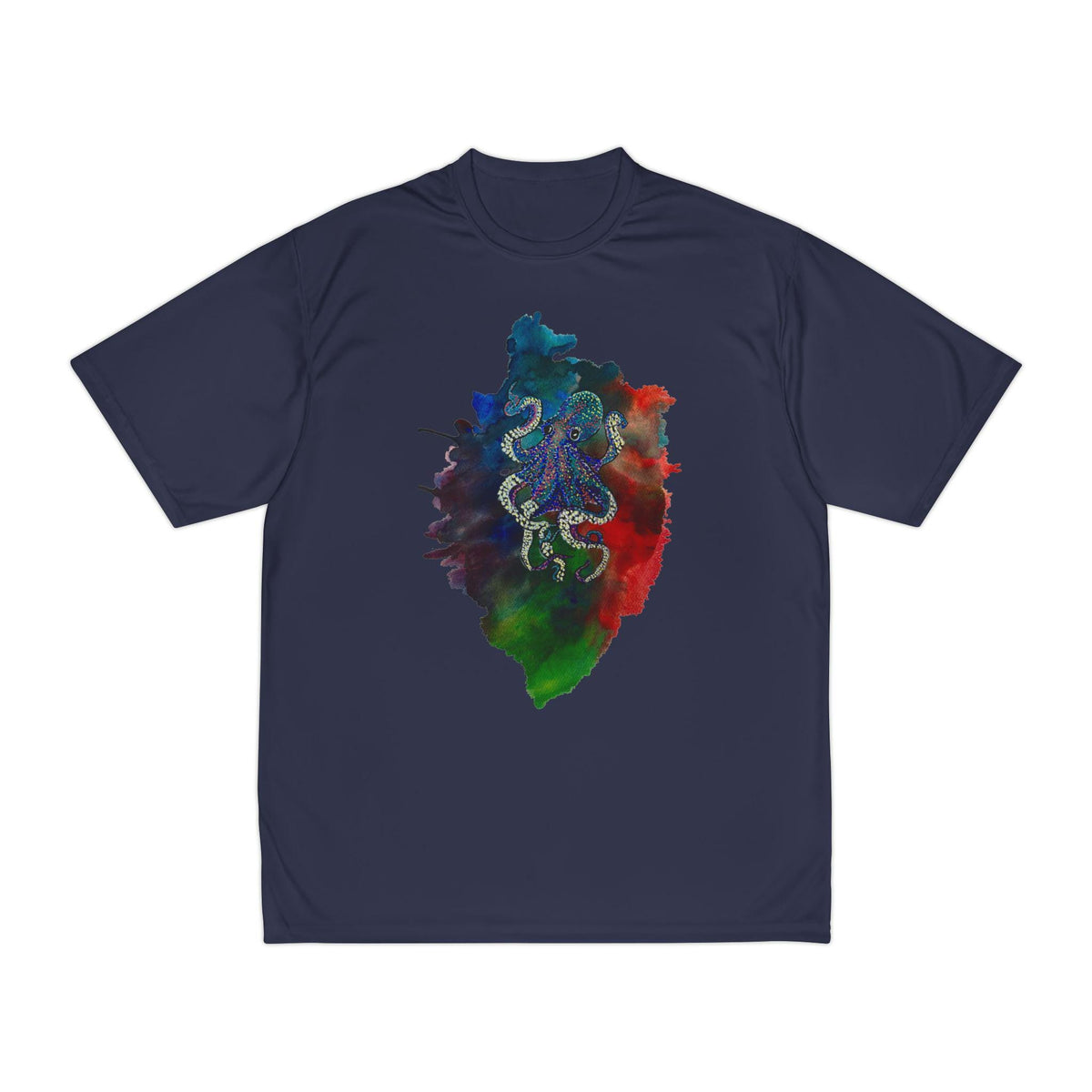 Abstract Octopus Watercolor T-Shirt | Colorful Ink Splash Athletic Tee