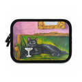 Maximalist Black Cat Martini Laptop Sleeve, Green Velvet Sofa Art (Neoprene Case)