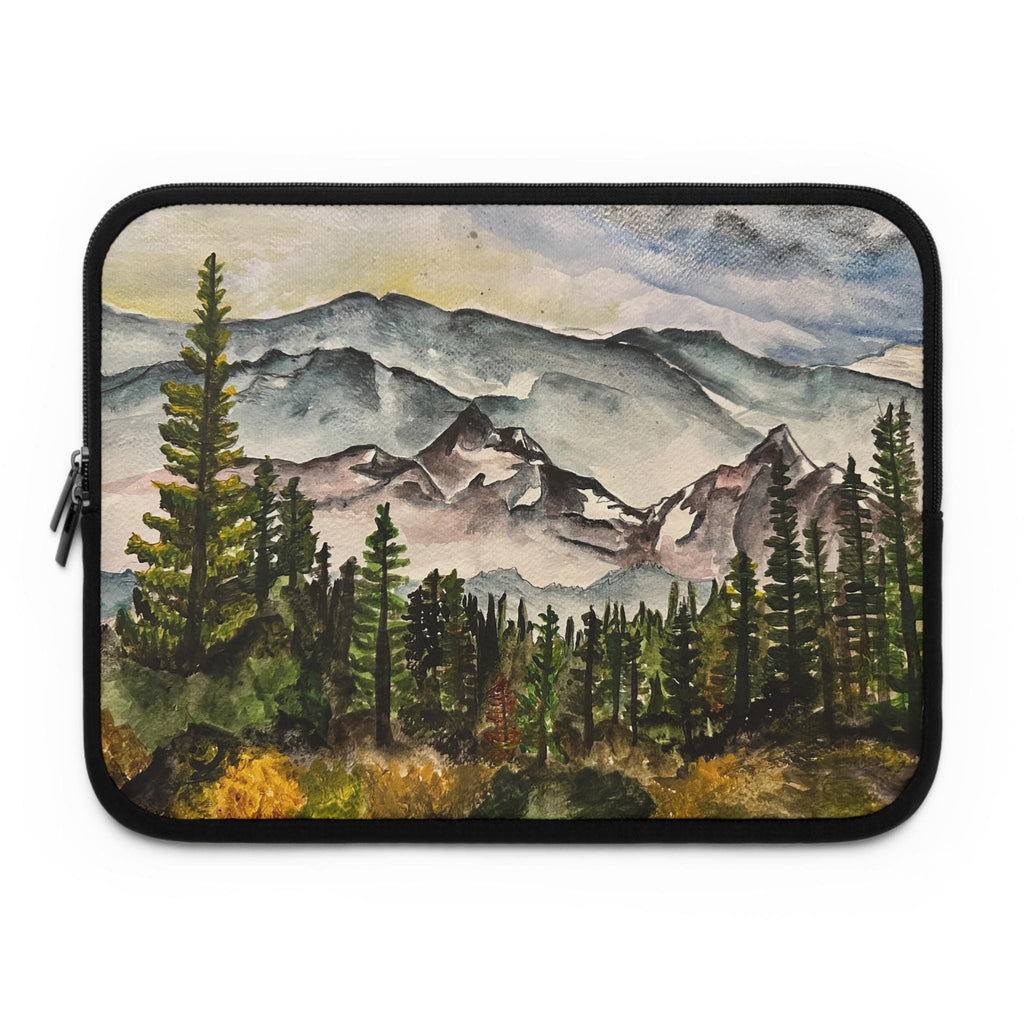 Mountain Laptop Sleeve, Watercolor Landscape Neoprene Case, Nature MacBook Sleeve, Hiking Gift, Water Resistant