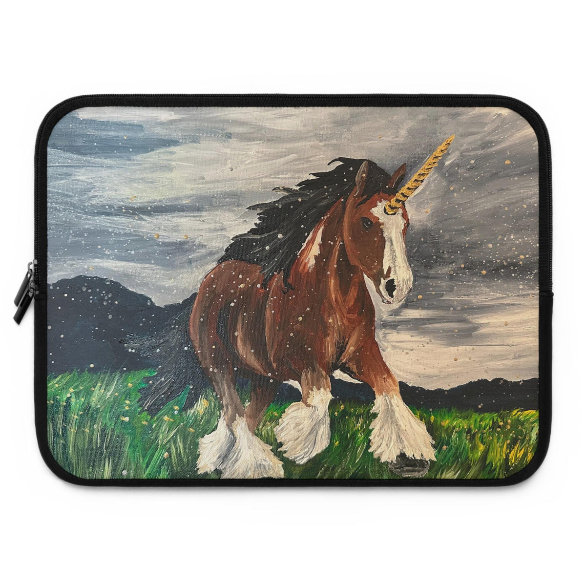 Fantasy Unicorn Draft Horse Laptop Sleeve, Magical Neoprene Case (Water-Resistant)