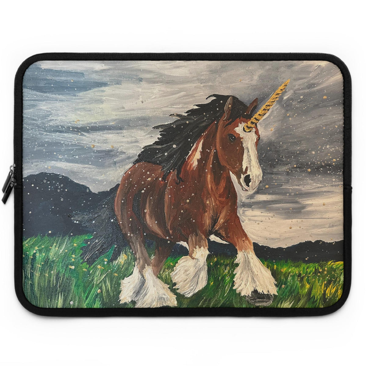 Fantasy Unicorn Draft Horse Laptop Sleeve, Magical Neoprene Case (Water-Resistant)
