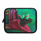 Whimsical Black Cat Cocktail Art Laptop Sleeve, Neoprene MacBook Case (Cat Lover Gift)