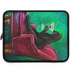 Whimsical Black Cat Cocktail Art Laptop Sleeve, Neoprene MacBook Case (Cat Lover Gift)