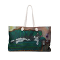 Tuxedo Cat on Sofa Weekender Bag, Wine Art Tote, Oversized Rope Handle Overnight Bag
