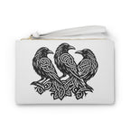 Three Ravens Celtic Knotwork Clutch, Vegan Leather Wristlet Purse, Norse Mythology Gift