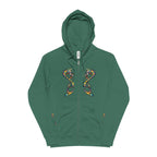 Norse Dragon Zip-Up Hoodie, Stained Glass Twin Serpents, Viking Fleece Jacket