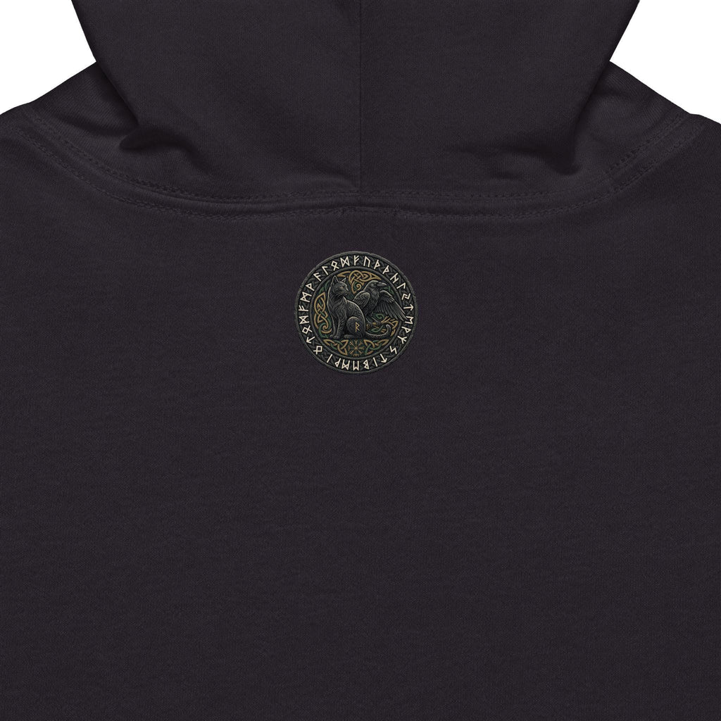 Norse Dragon Zip-Up Hoodie, Stained Glass Twin Serpents, Viking Fleece Jacket