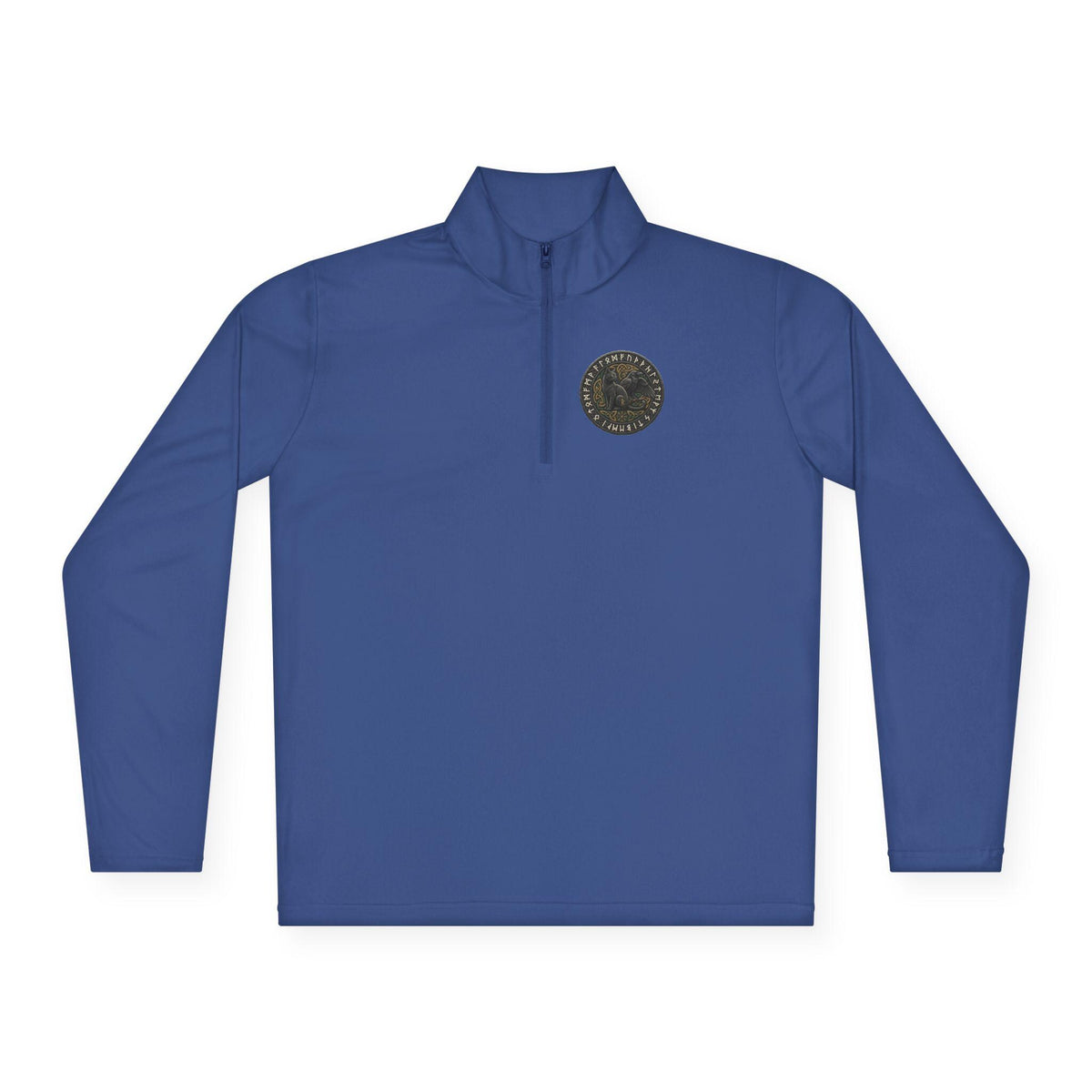 Viking Cat and Raven Quarter Zip Pullover, Norse Runic Crest Sweatshirt, Subtle Pagan Gift, Heathen Apparel