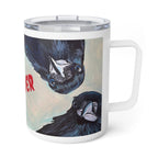 Murder of Crows Insulated Coffee Mug 10oz, Crow Art Travel Tumbler, Gothic Raven Gift for Corvid Lover, Dark Academia Cup