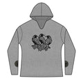 Three Ravens Norse Hoodie, Viking Knotwork, Runic Split V-Neck Top (Tri-Blend)