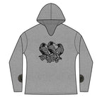 Three Ravens Norse Hoodie, Viking Knotwork, Runic Split V-Neck Top (Tri-Blend)