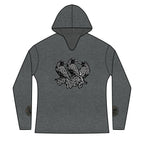 Three Ravens Norse Hoodie, Viking Knotwork, Runic Split V-Neck Top (Tri-Blend)