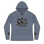 Three Ravens Norse Hoodie, Viking Knotwork, Runic Split V-Neck Top (Tri-Blend)