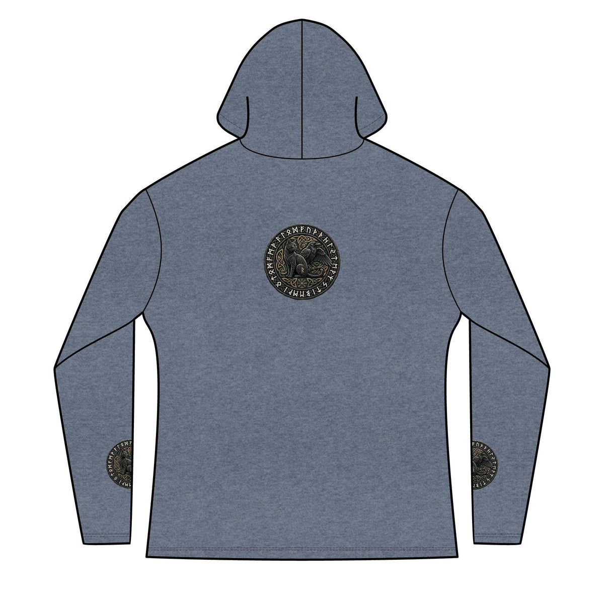 Three Ravens Norse Hoodie, Viking Knotwork, Runic Split V-Neck Top (Tri-Blend)