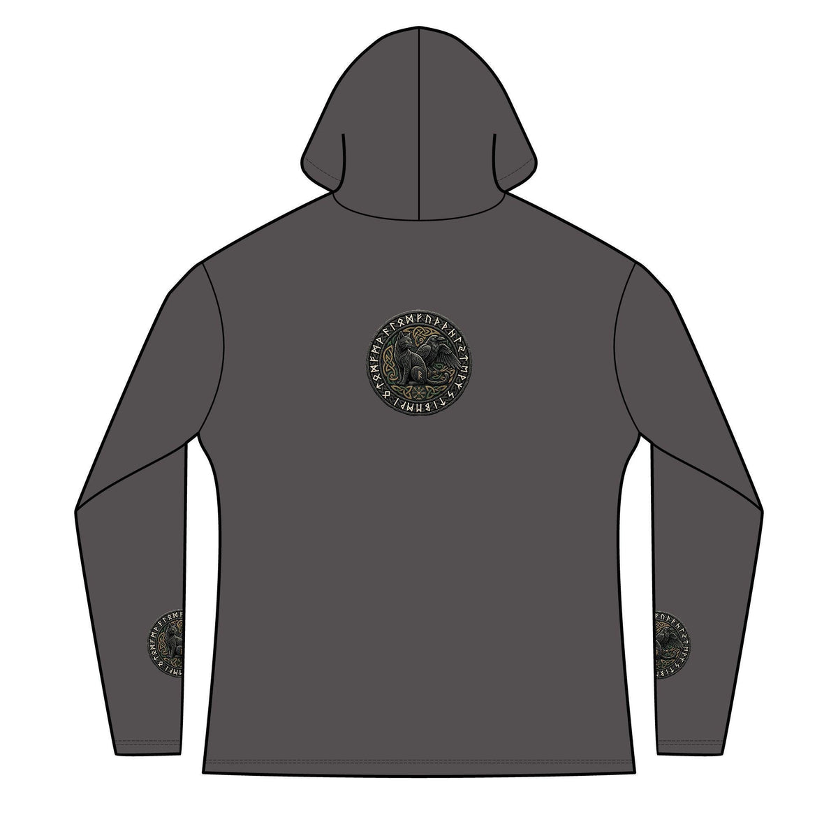 Three Ravens Norse Hoodie, Viking Knotwork, Runic Split V-Neck Top (Tri-Blend)