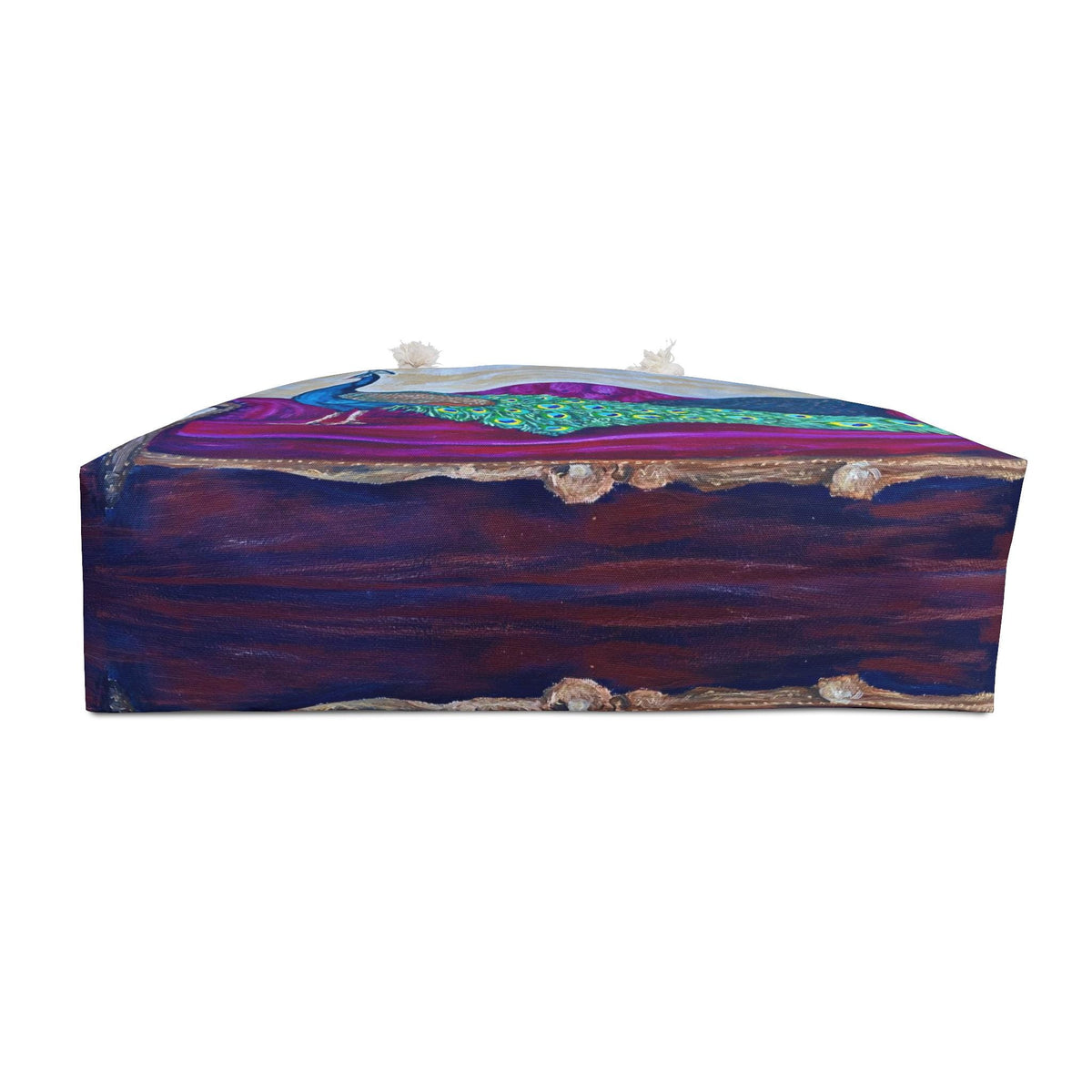 Peacock Velvet Chaise Painting Weekender Bag, Maximalist Bird Art Tote (24"x13")