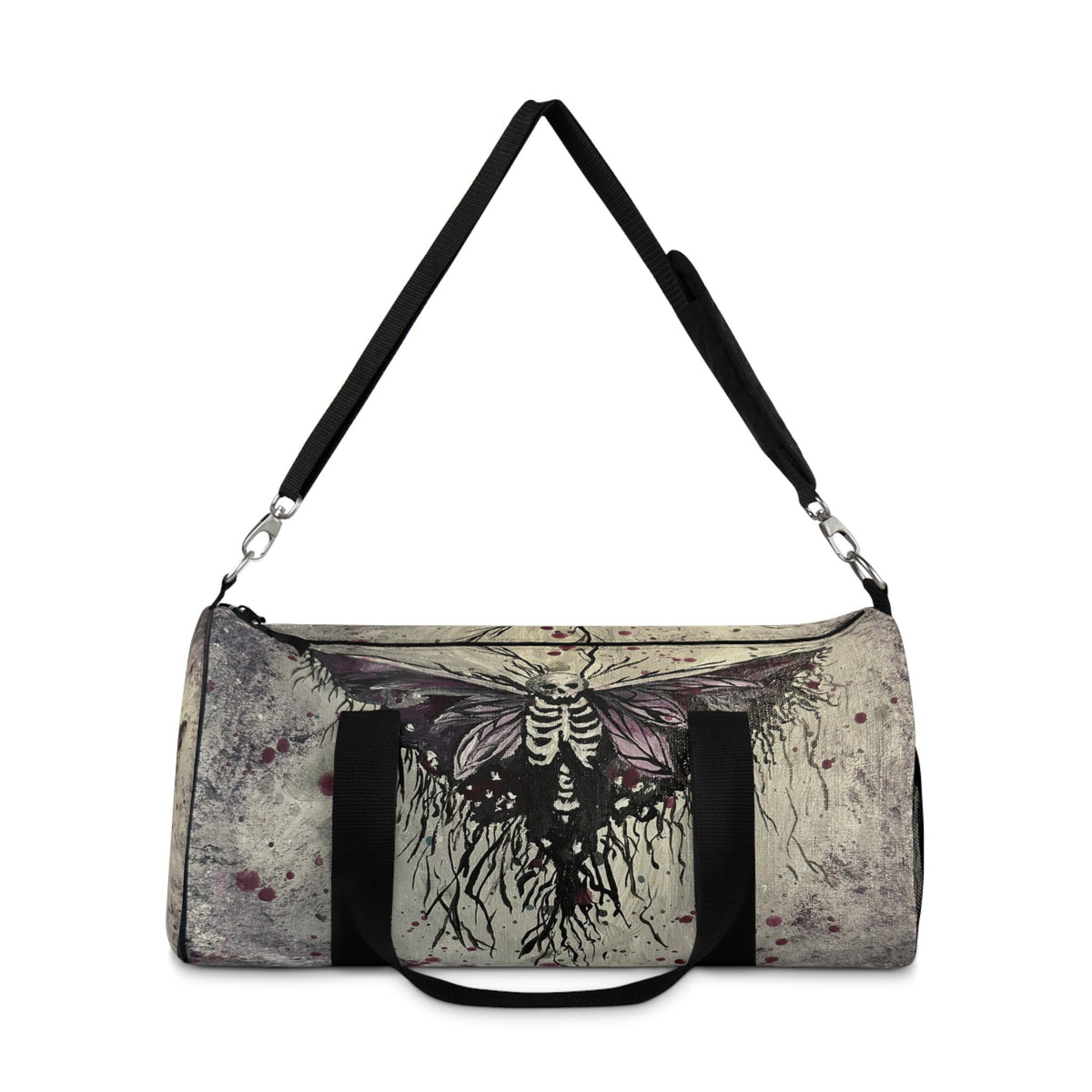 Death Moth Duffel Bag, Gothic Skeleton Moth Gym Bag, Dark Academia Travel Weekender Holdall, Witchy Gift for Her