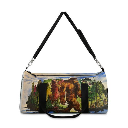 Bigfoot Watercolor Duffel Bag, Autumn Forest Gym Holdall, Cryptid Travel Bag