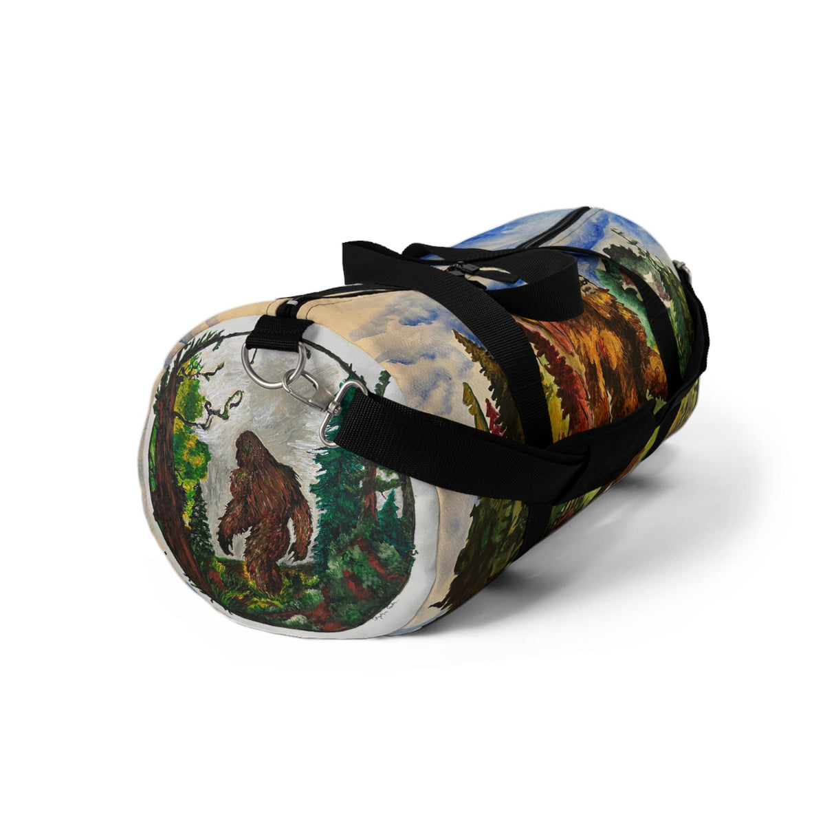 Bigfoot Watercolor Duffel Bag, Autumn Forest Gym Holdall, Cryptid Travel Bag