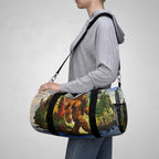 Bigfoot Watercolor Duffel Bag, Autumn Forest Gym Holdall, Cryptid Travel Bag