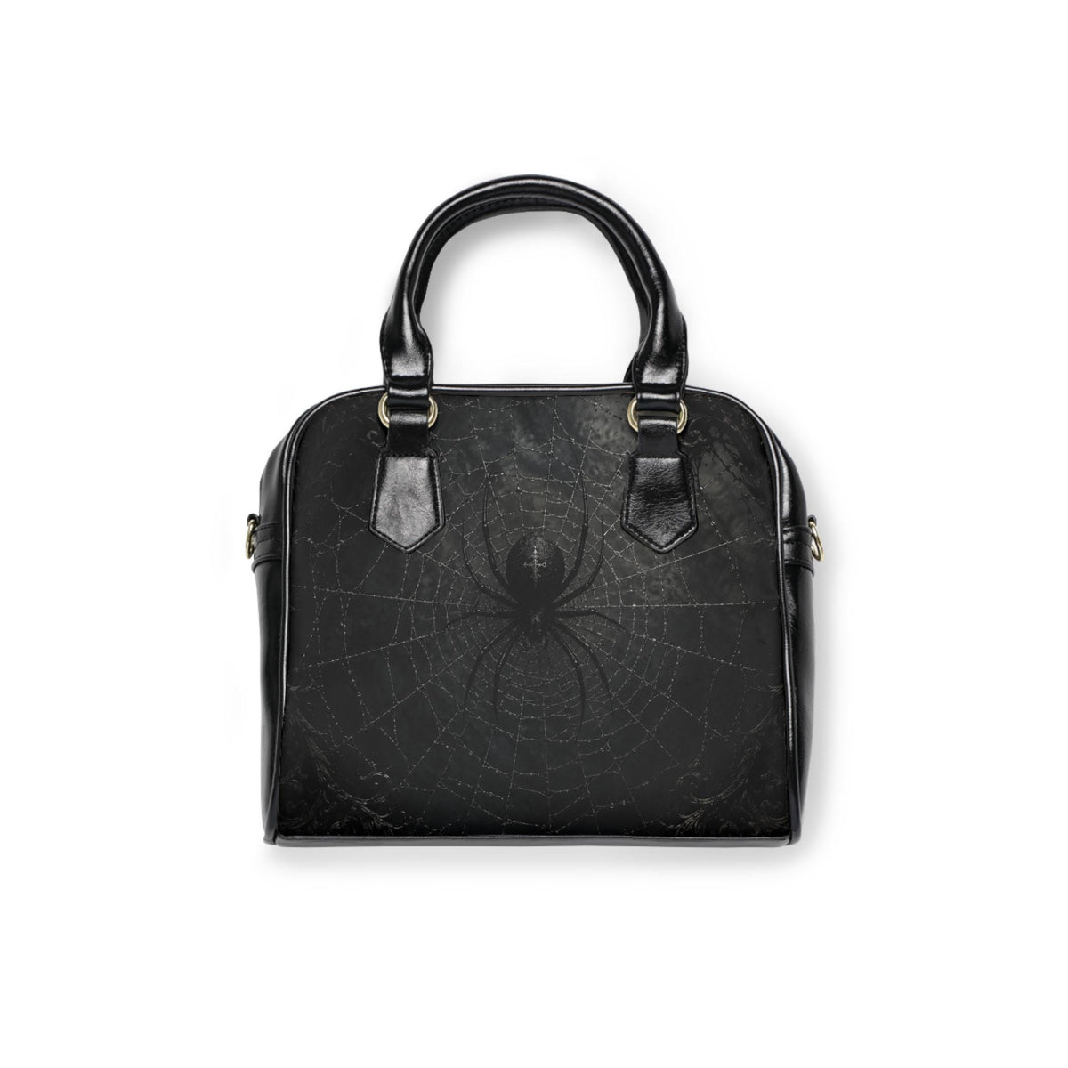 Black Widow Spider Handbag, Gothic Spiderweb Vegan Leather Purse, Black on Black Bowler Bag, Witchy Crossbody, Halloween Gift