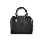 Black Widow Spider Handbag, Gothic Spiderweb Vegan Leather Purse, Black on Black Bowler Bag, Witchy Crossbody, Halloween Gift