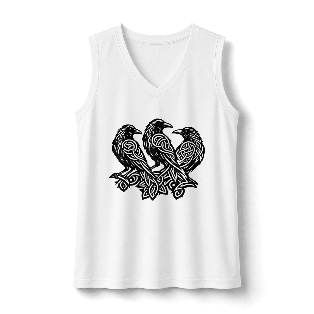 Three Ravens Norse Knotwork Tank Top, Moisture Wicking Gym Tee (Viking Design)