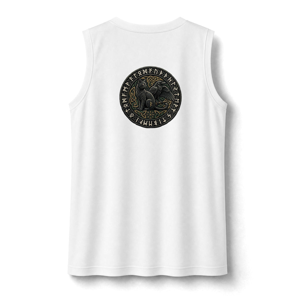 Three Ravens Norse Knotwork Tank Top, Moisture Wicking Gym Tee (Viking Design)