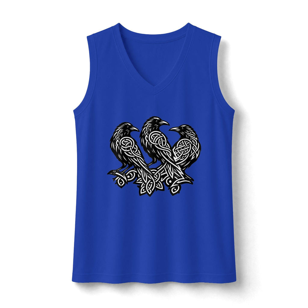 Three Ravens Norse Knotwork Tank Top, Moisture Wicking Gym Tee (Viking Design)