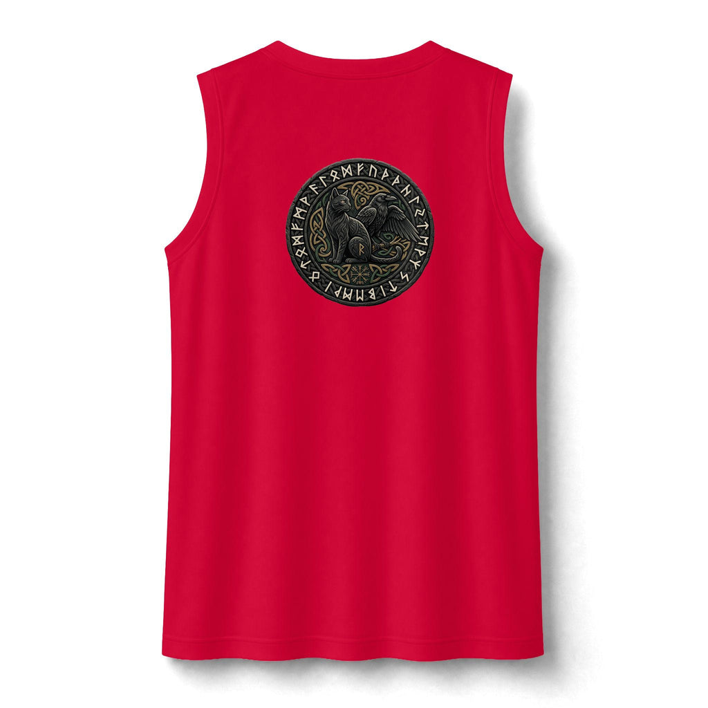Three Ravens Norse Knotwork Tank Top, Moisture Wicking Gym Tee (Viking Design)