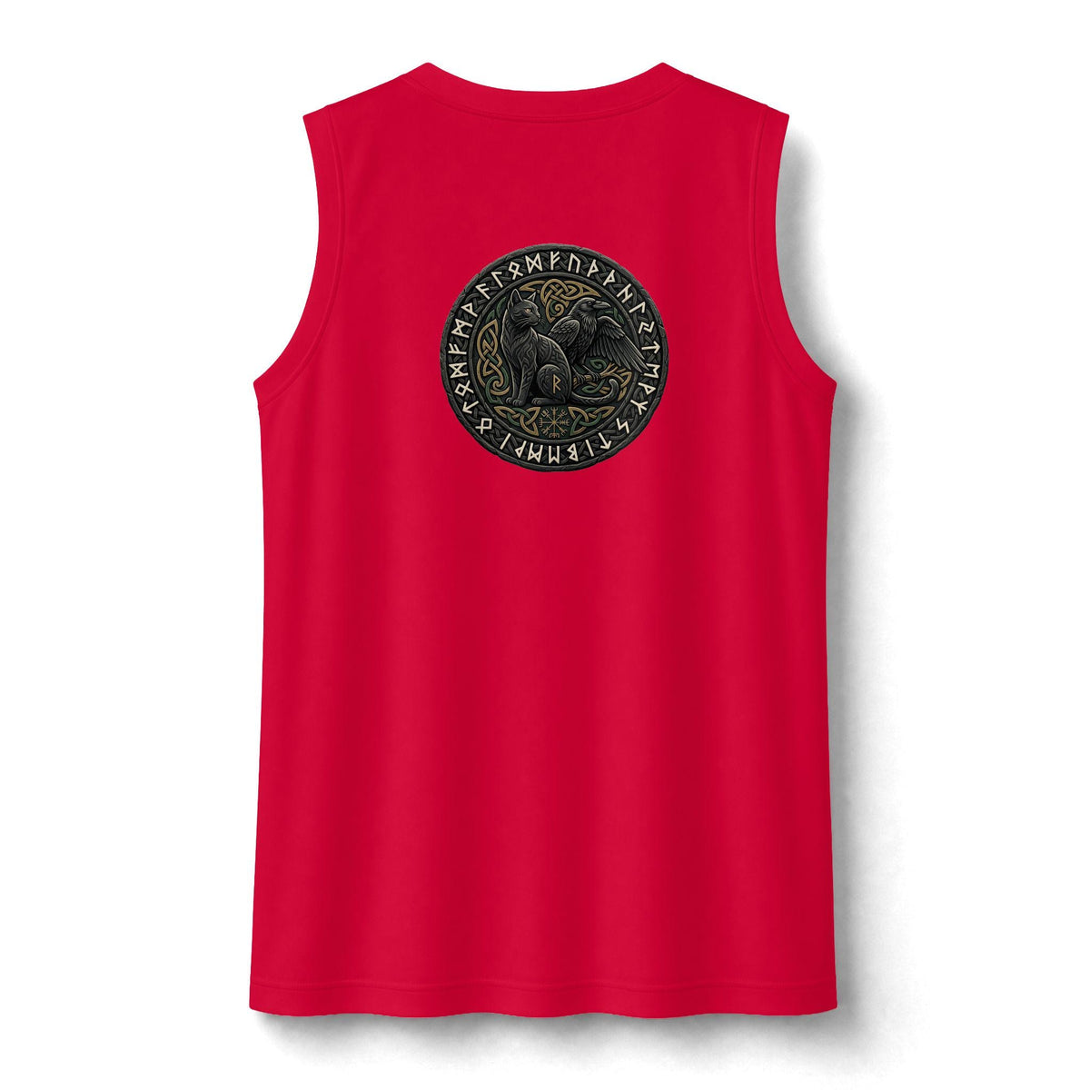 Three Ravens Norse Knotwork Tank Top, Moisture Wicking Gym Tee (Viking Design)