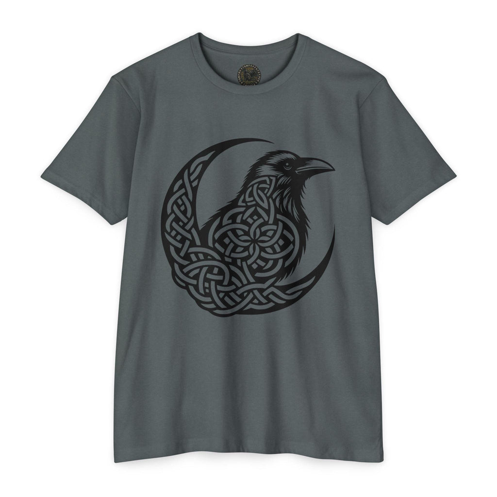Celtic Knotwork Raven Moon T-Shirt, Norse Pagan Apparel, Witchy Corvid Gift
