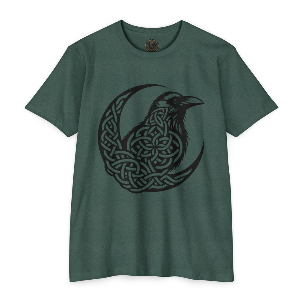 Celtic Knotwork Raven Moon T-Shirt, Norse Pagan Apparel, Witchy Corvid Gift