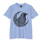Celtic Knotwork Raven Moon T-Shirt, Norse Pagan Apparel, Witchy Corvid Gift