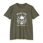 Night Owl Skull Floral Tee, Gothic Botanical Design, Dark Academia Gift