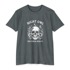 Night Owl Skull Floral Tee, Gothic Botanical Design, Dark Academia Gift