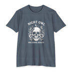 Night Owl Skull Floral Tee, Gothic Botanical Design, Dark Academia Gift