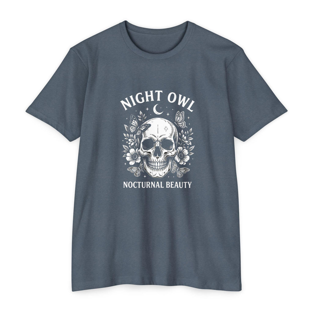 Night Owl Skull Floral Tee, Gothic Botanical Design, Dark Academia Gift