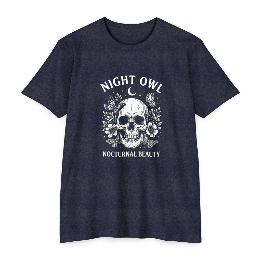 Night Owl Skull Floral Tee, Gothic Botanical Design, Dark Academia Gift
