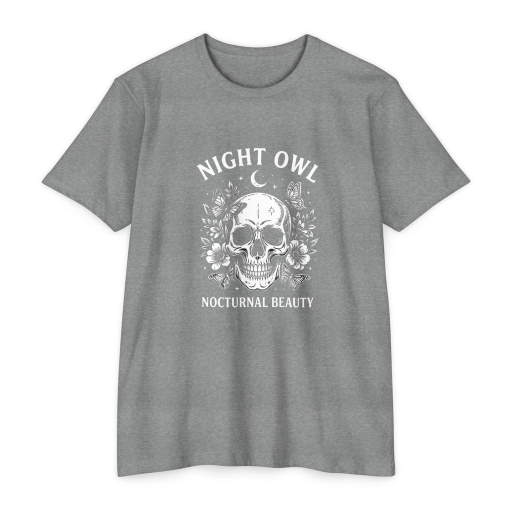 Night Owl Skull Floral Tee, Gothic Botanical Design, Dark Academia Gift