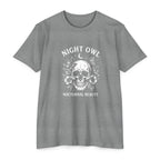 Night Owl Skull Floral Tee, Gothic Botanical Design, Dark Academia Gift
