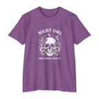 Night Owl Skull Floral Tee, Gothic Botanical Design, Dark Academia Gift