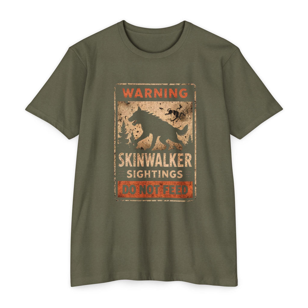 Skinwalker Warning Sign T-Shirt, Cryptid Sighting Tee, Horror Gift for Him