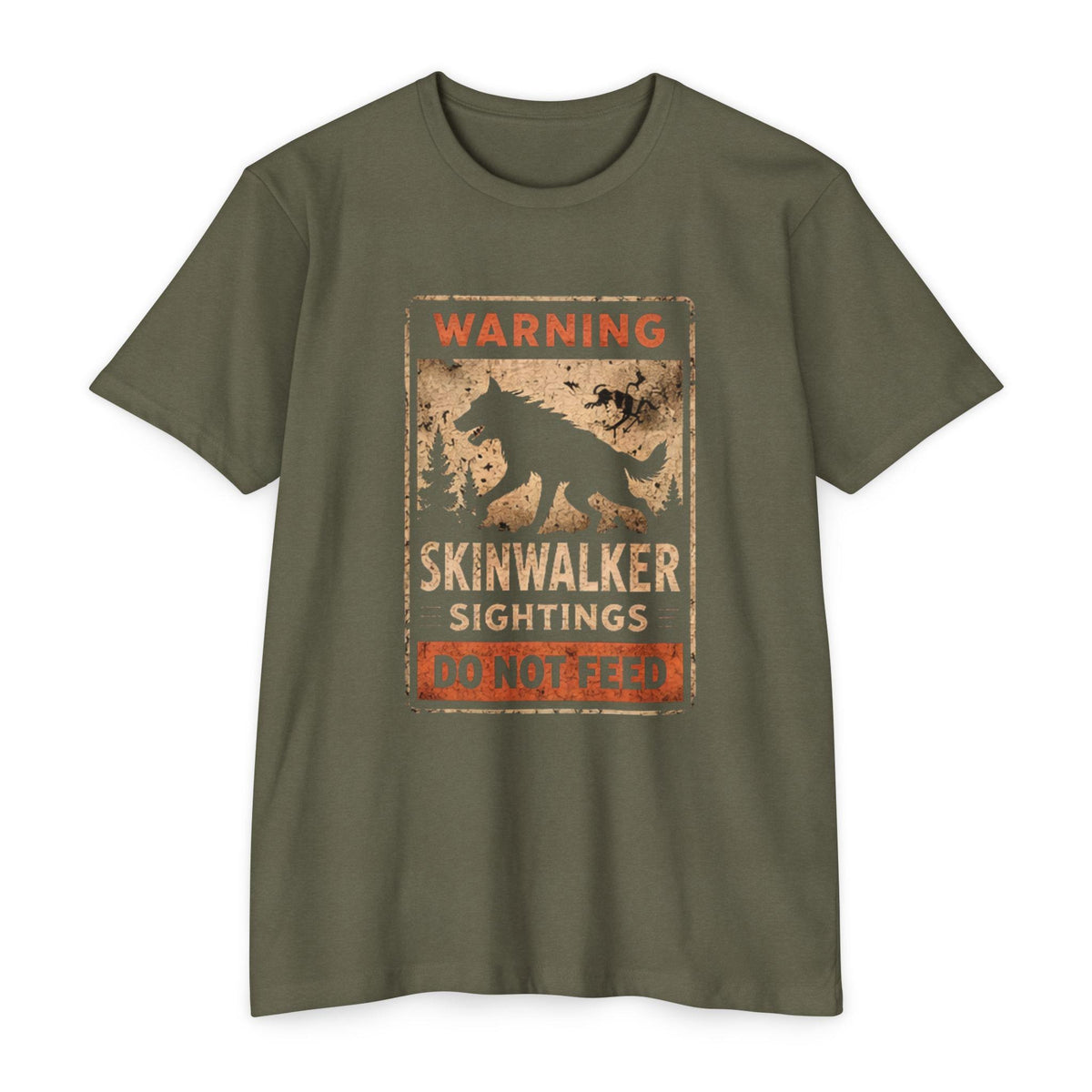 Skinwalker Warning Sign T-Shirt, Cryptid Sighting Tee, Horror Gift for Him