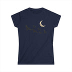 Raven Flock Crescent Moon Women's Tee, Gothic Celestial Bird Shirt