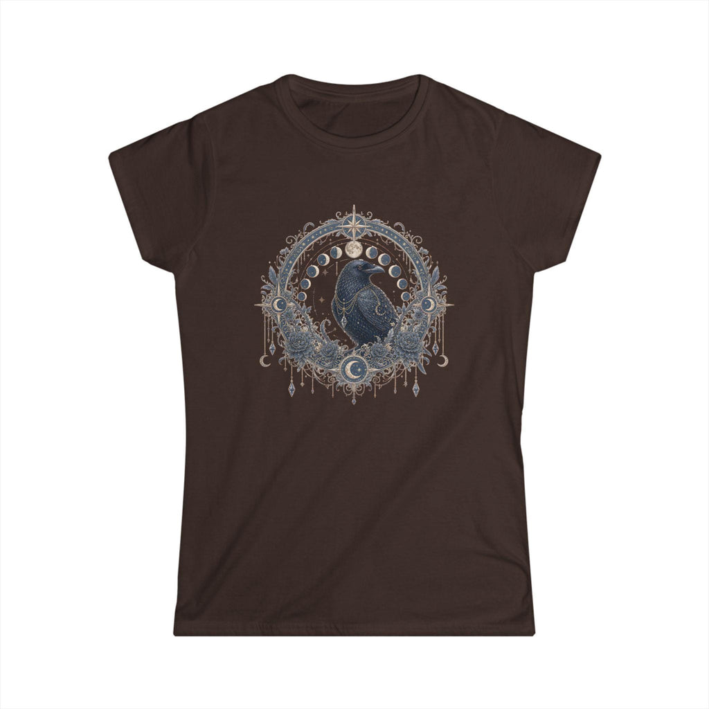 Raven Moon Goddess Tee, Ornate Celestial Crow Shirt, Gothic Witchy Gift