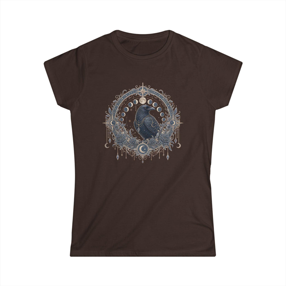 Raven Moon Goddess Tee, Ornate Celestial Crow Shirt, Gothic Witchy Gift