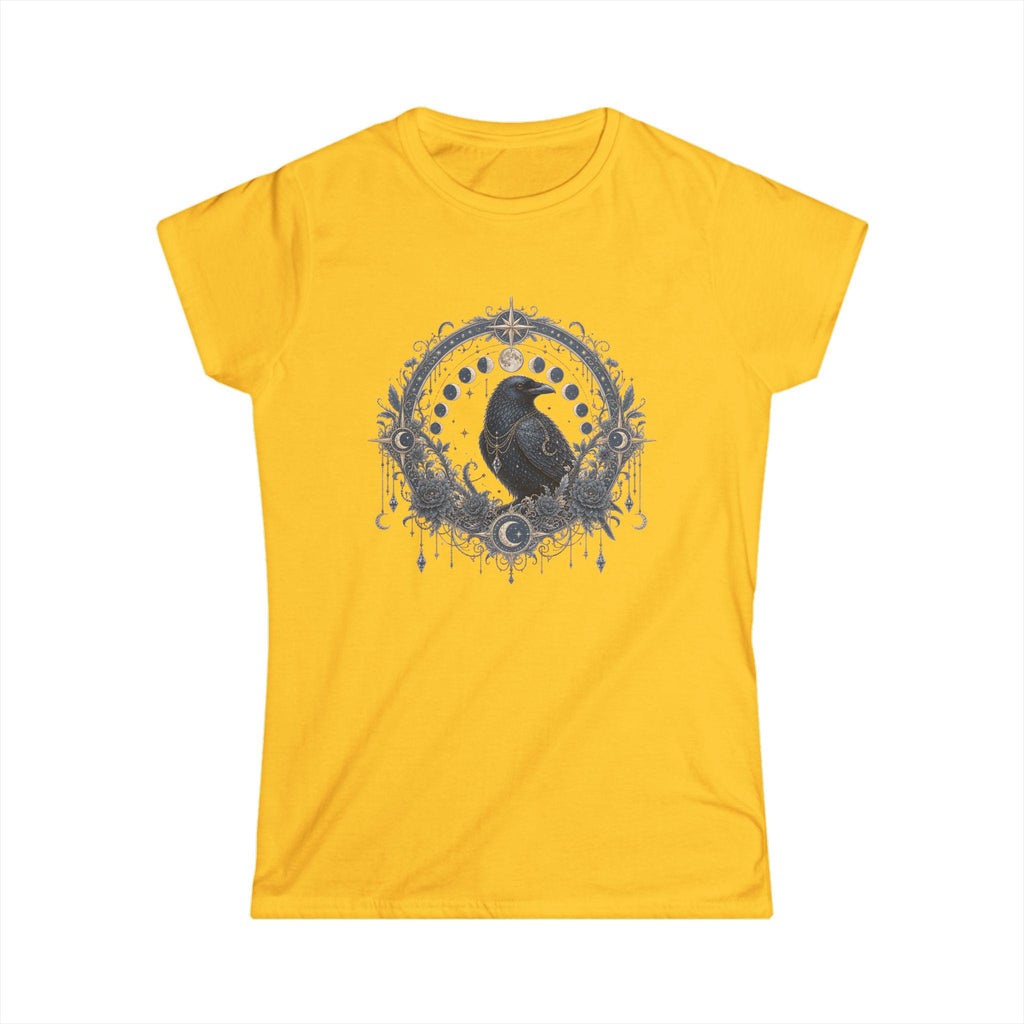 Raven Moon Goddess Tee, Ornate Celestial Crow Shirt, Gothic Witchy Gift