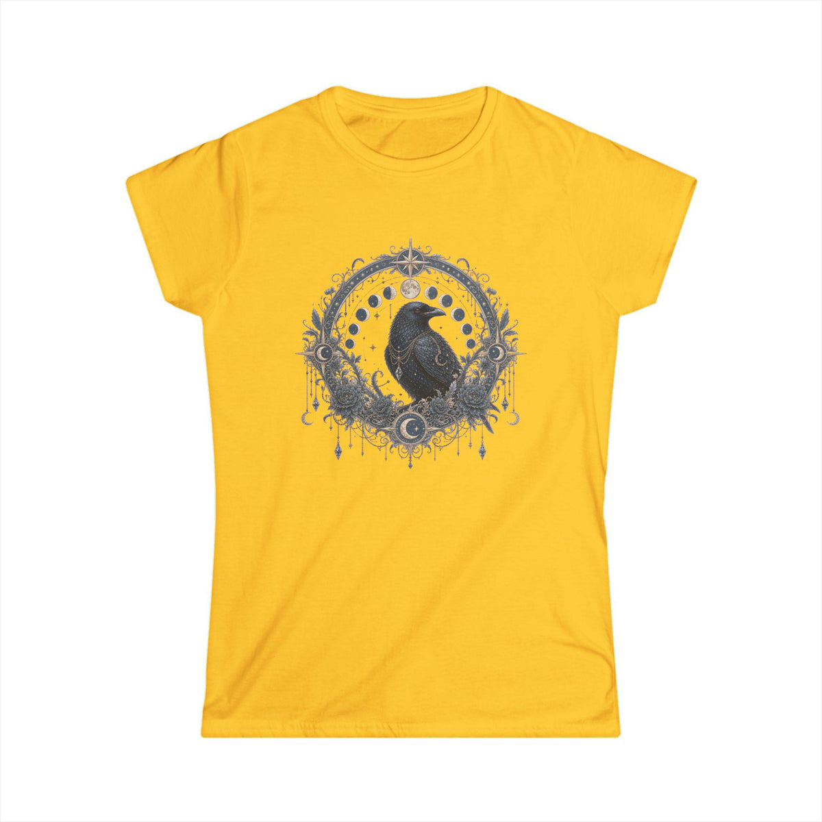 Raven Moon Goddess Tee, Ornate Celestial Crow Shirt, Gothic Witchy Gift